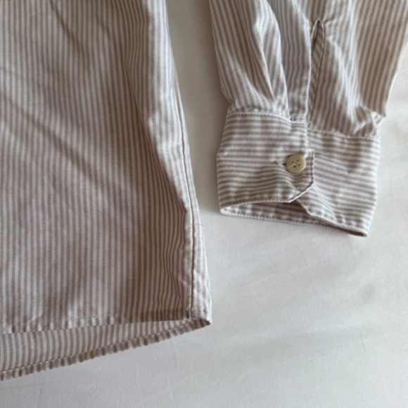 Djerf Avenue Breezy Shirt Beige Stripe size Medium - Picture 3 of 5